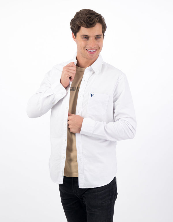 Camisa AE Oxford con botones Slim Fit - Blanco
