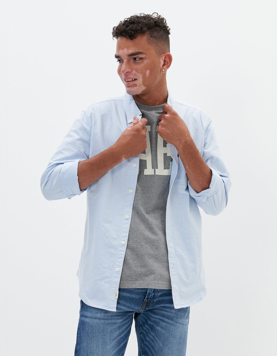 Camisa AE Oxford con botones Slim Fit - Azul 5153_2099_400_of