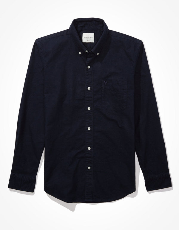 Camisa Slim fit Ae Oxford con botones - Azul