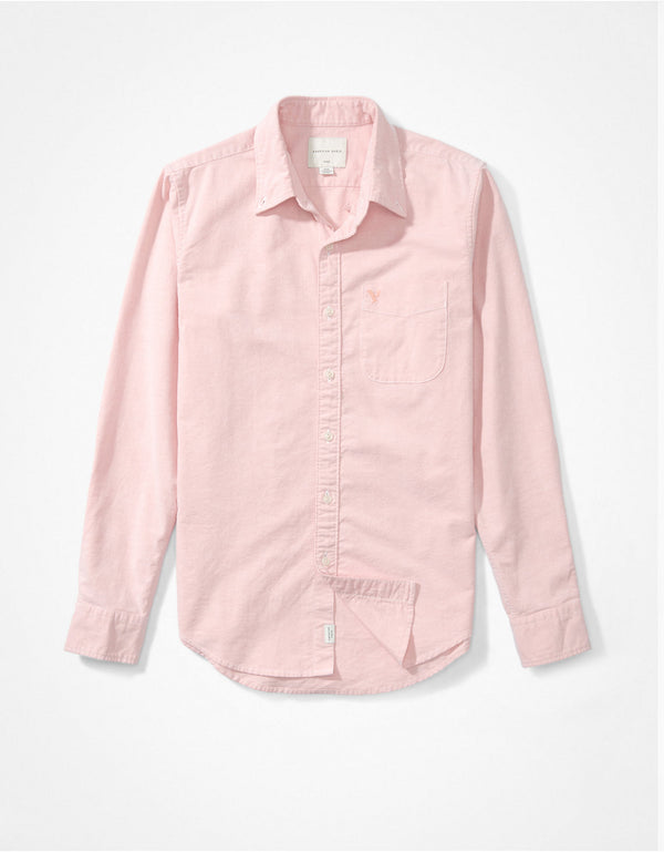 Camisa AE Oxford corte ajustado con botones al frente - Rojo