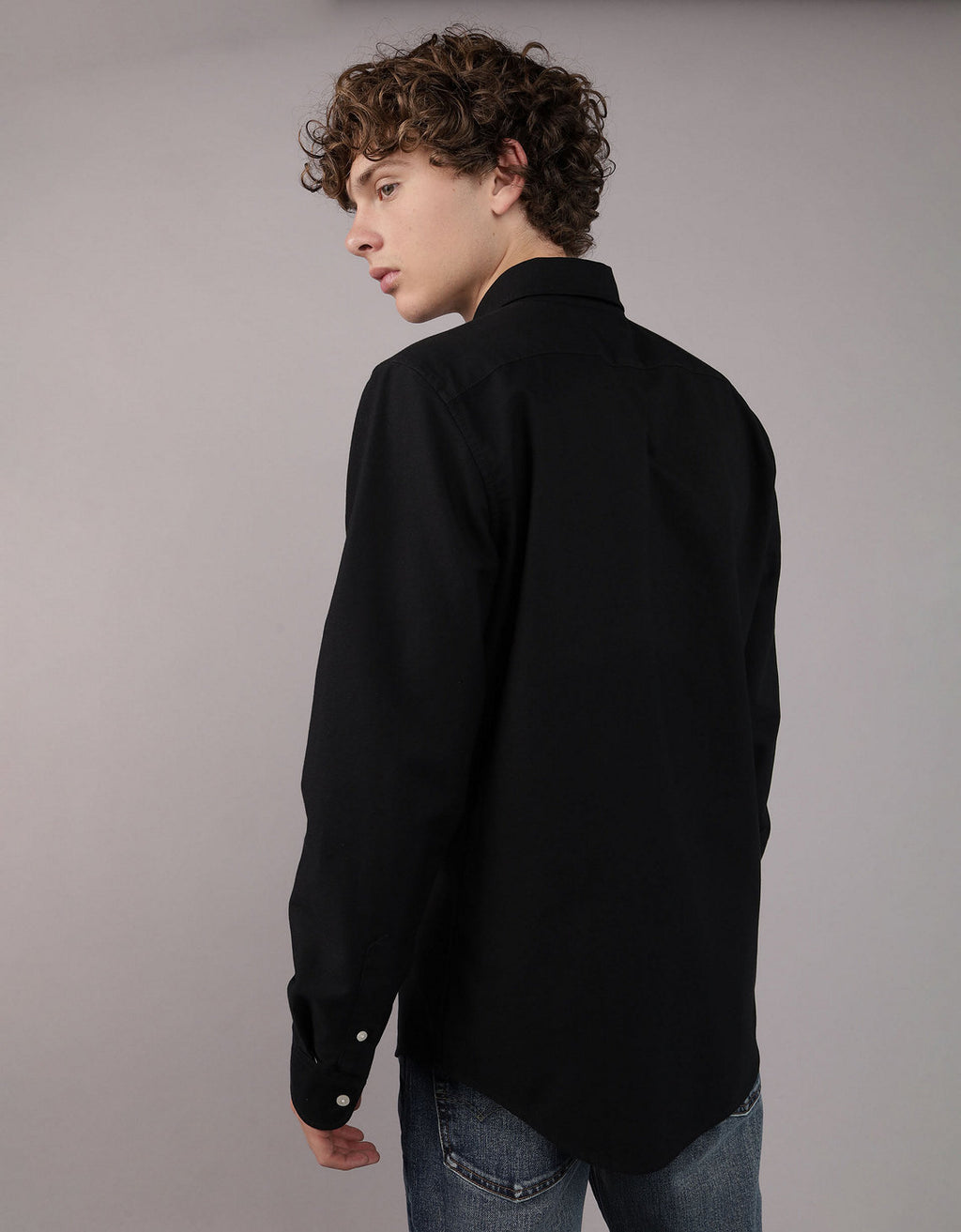 Camisa Oxford Slim Fit Ae - Negro 5153_2830_001_ob