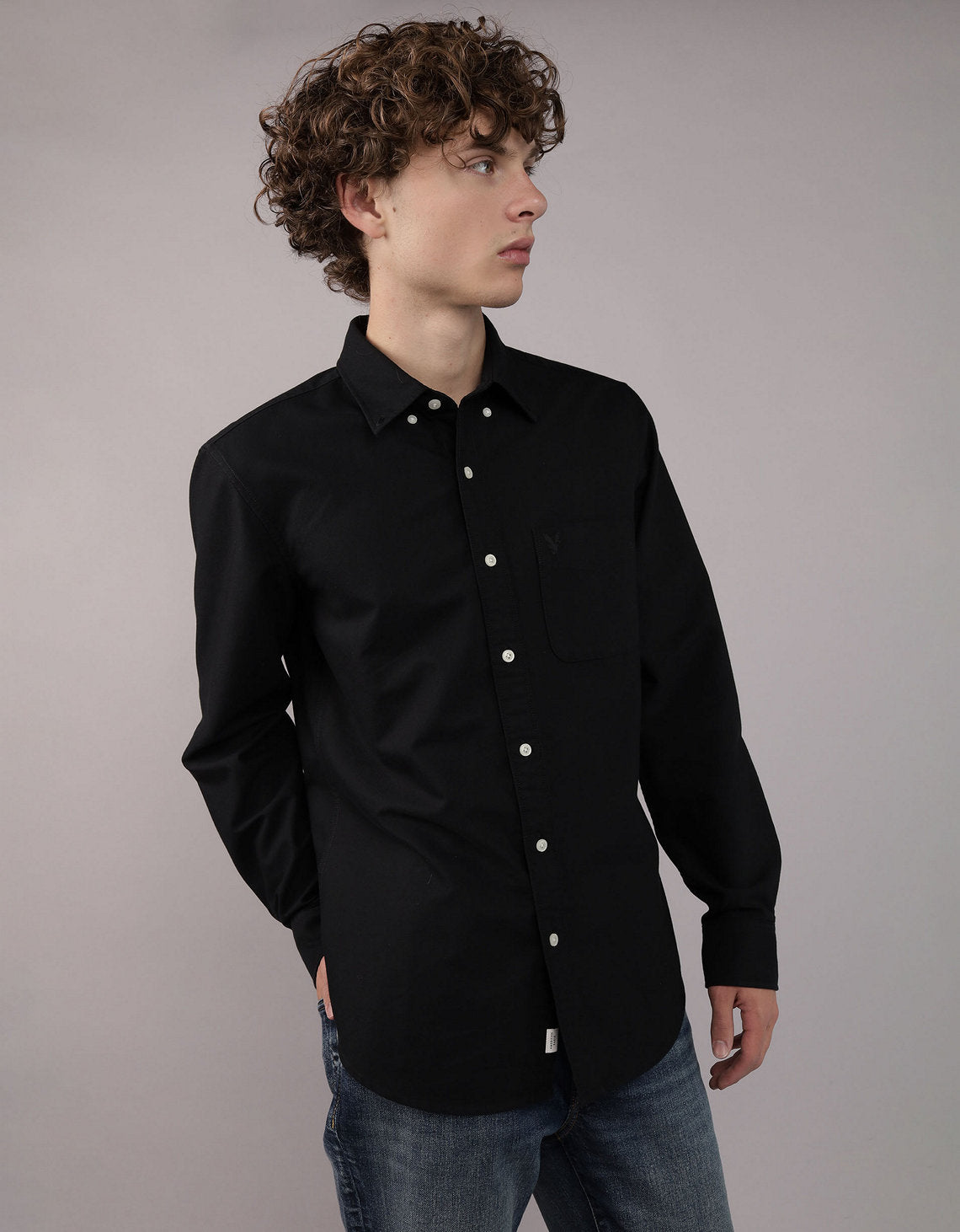 Camisa Oxford Slim Fit Ae - Negro 5153_2830_001_of
