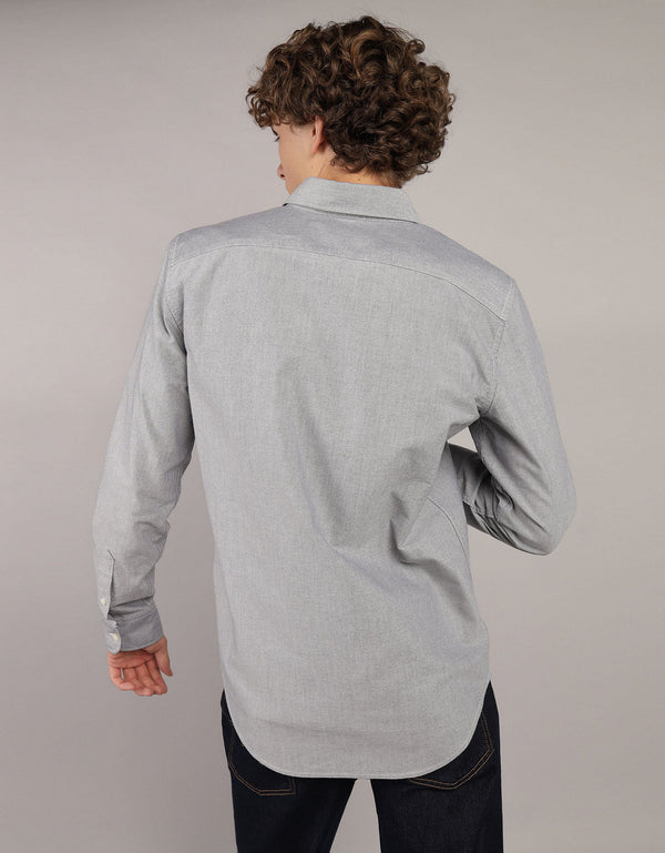 Camisa Oxford Slim Fit Ae - Gris