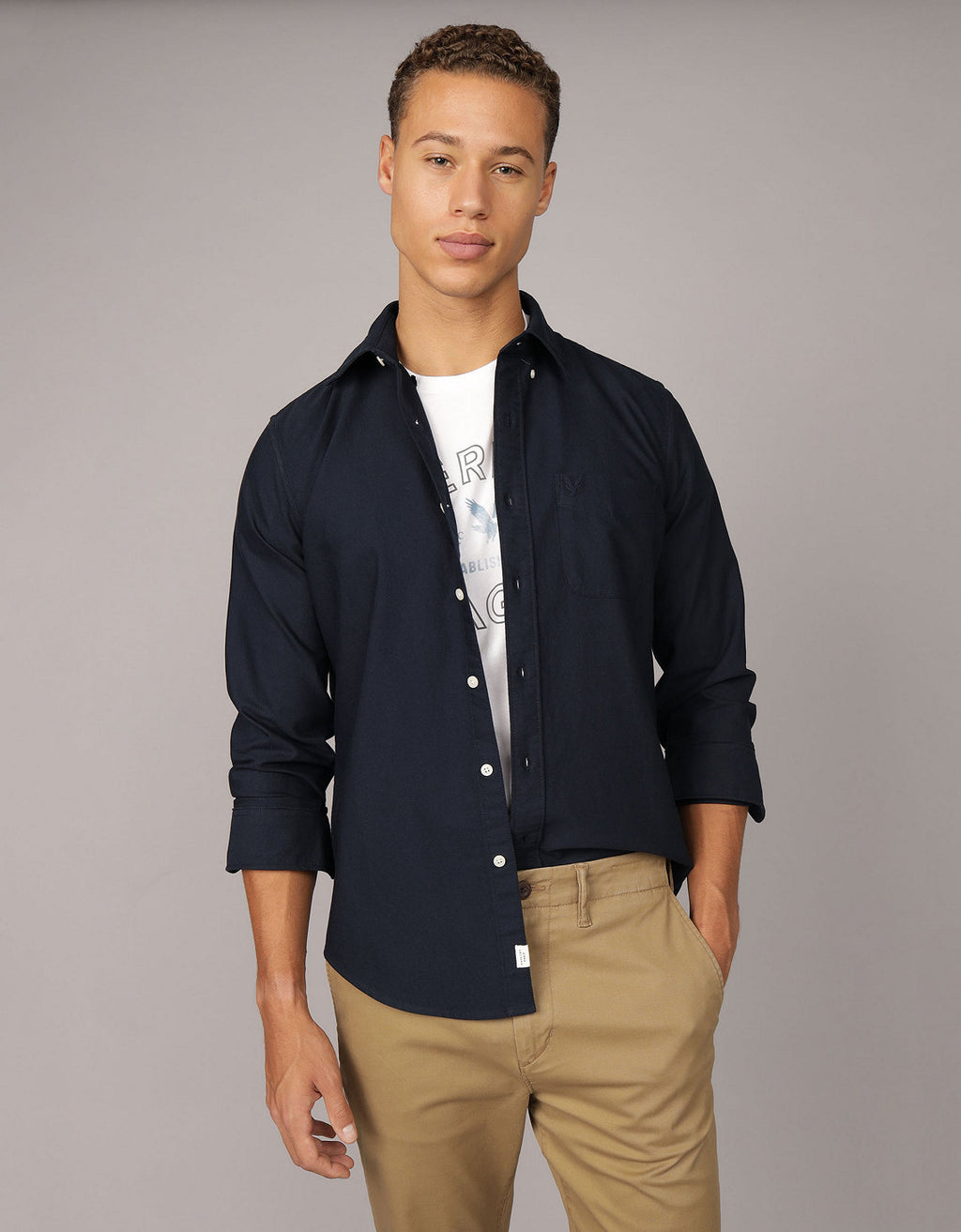 Camisa Oxford Slim Fit Ae - Azul 5153_2830_410_of