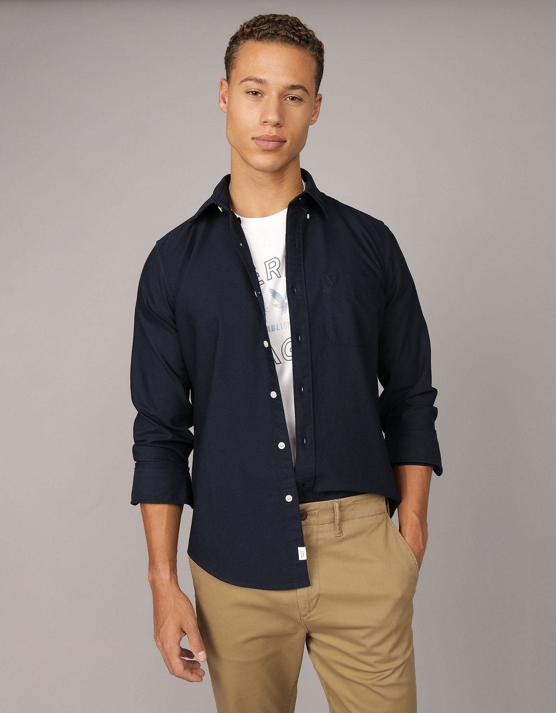 Camisa Oxford Slim Fit Ae - Azul 5153_2830_410_of