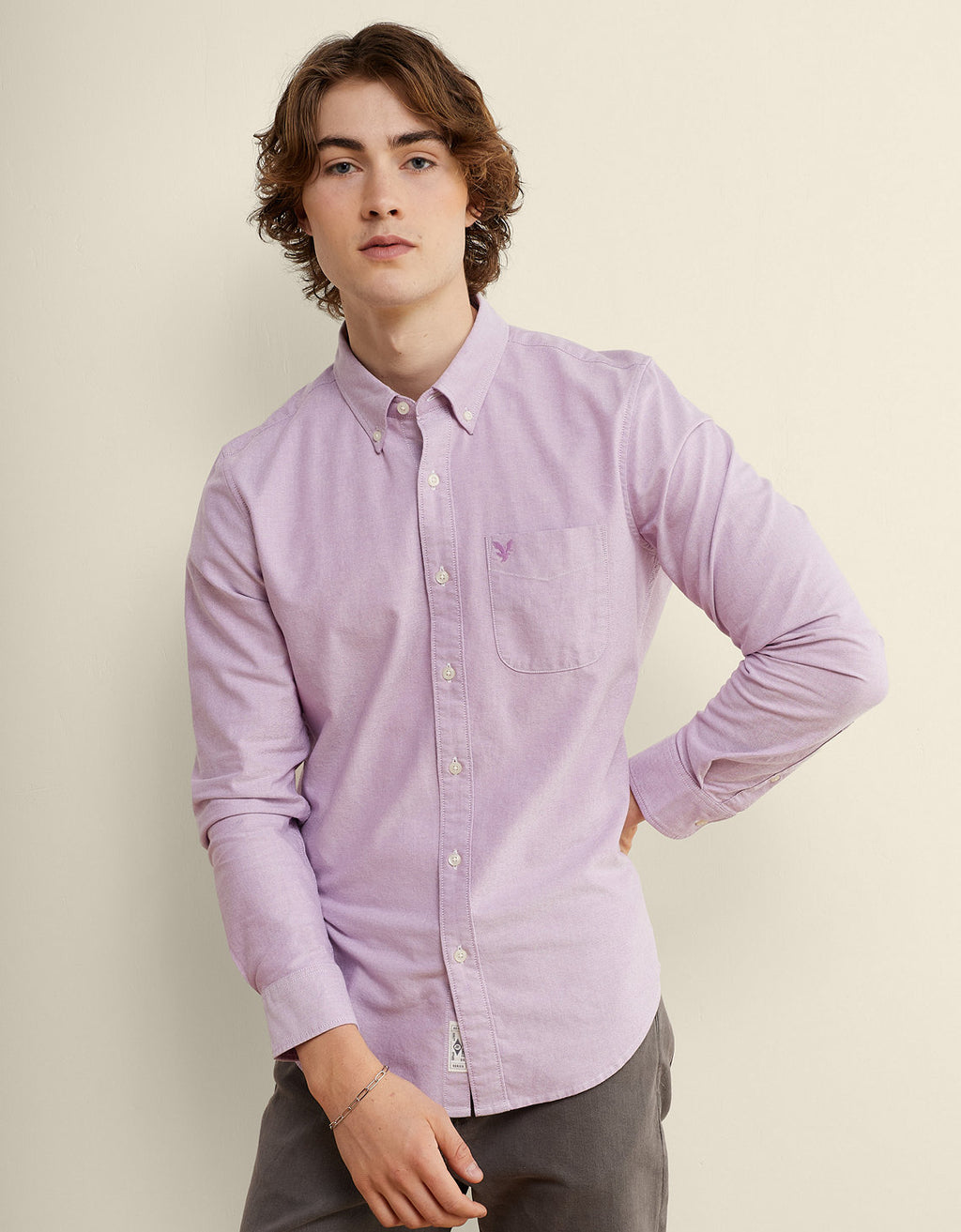 Camisa Oxford Slim Fit Ae - Morado 5153_2830_575_of