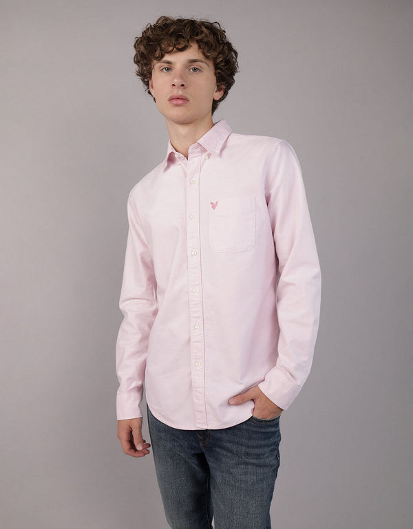 Camisa Oxford Slim Fit Ae - Rosa