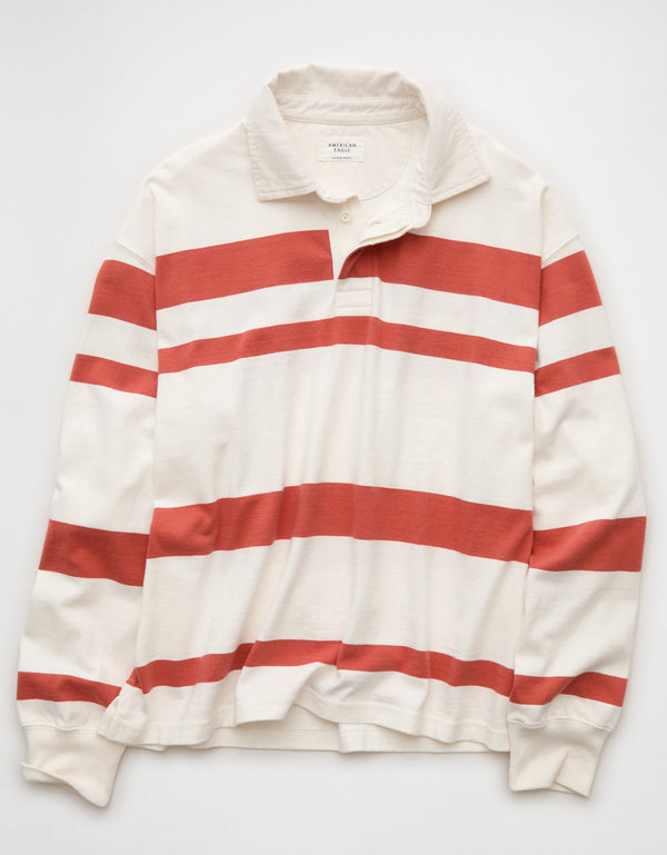 Camiseta Tipo Polo Manga Larga Boxy Ae - Naranja