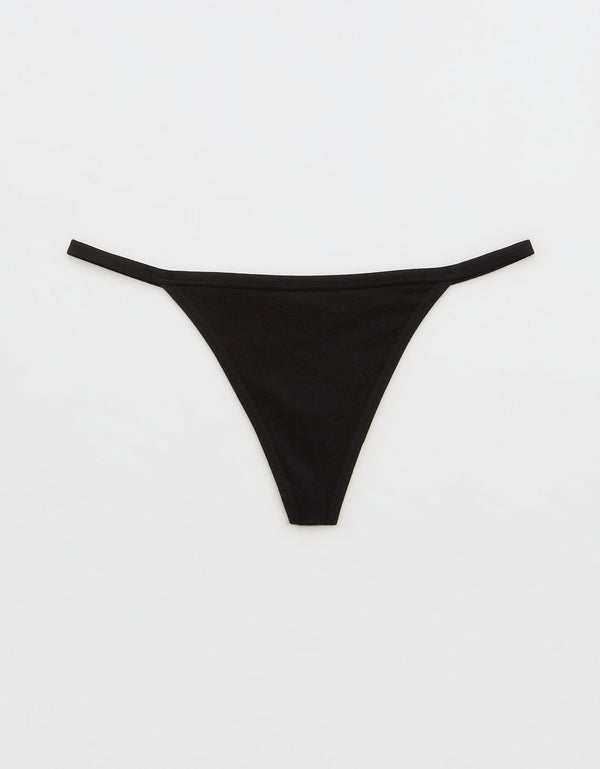 Tanga Aerie de algodón - Negro