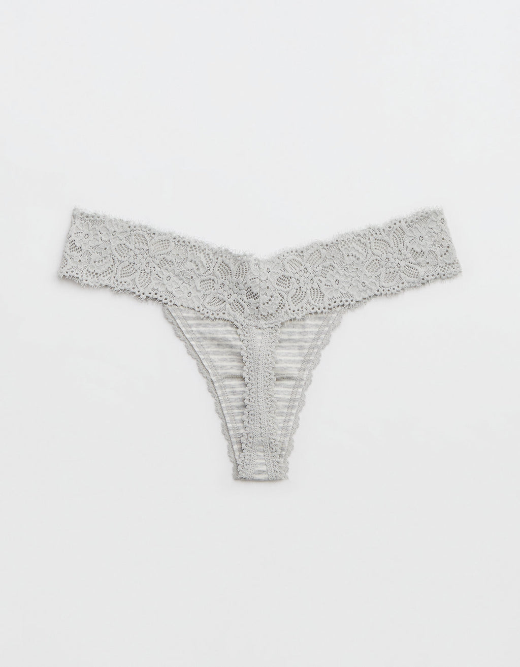 Tanga Aerie en algodón con encaje deshilado - Gris 5442_6879_012_b