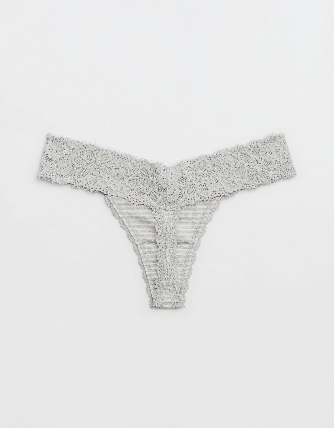 Tanga Aerie en algodón con encaje deshilado - Gris 5442_6879_012_b