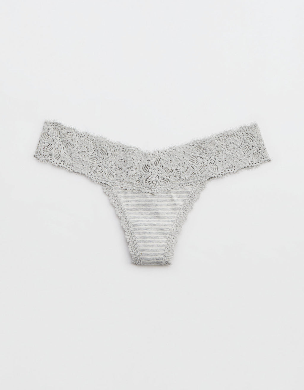Tanga Aerie en algodón con encaje deshilado - Gris 5442_6879_012_f