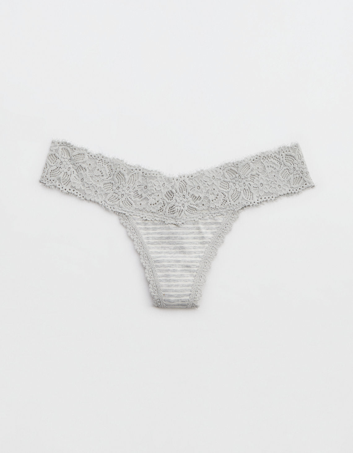 Tanga Aerie en algodón con encaje deshilado - Gris 5442_6879_012_f
