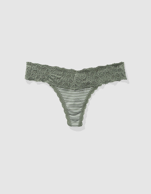 Tanga Aerie en algodón con encaje deshilado - Generico