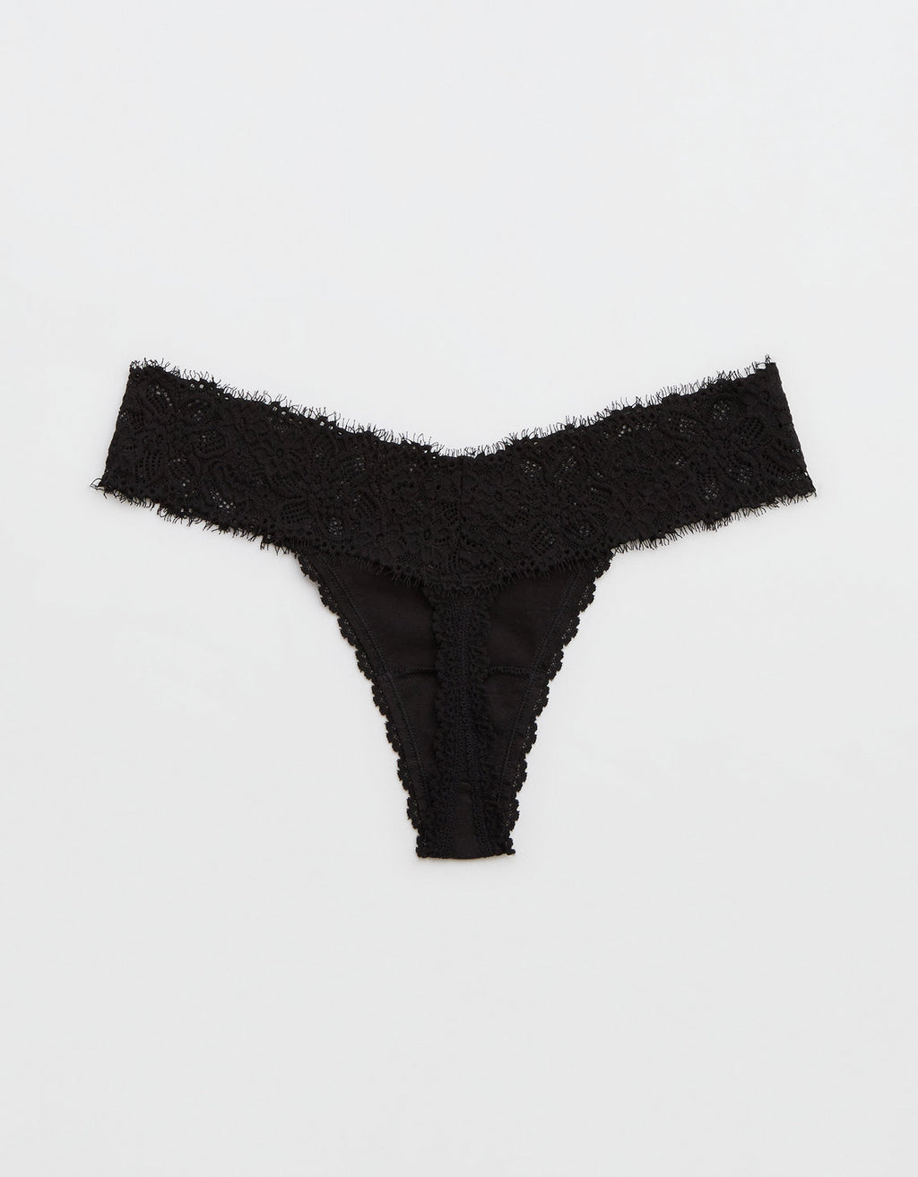 Tanga Aerie en algodón con encaje deshilado - Negro 5442_6908_073_b
