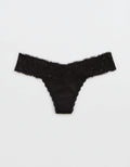 Tanga Aerie en algodón con encaje deshilado - Negro 5442_6908_073_f