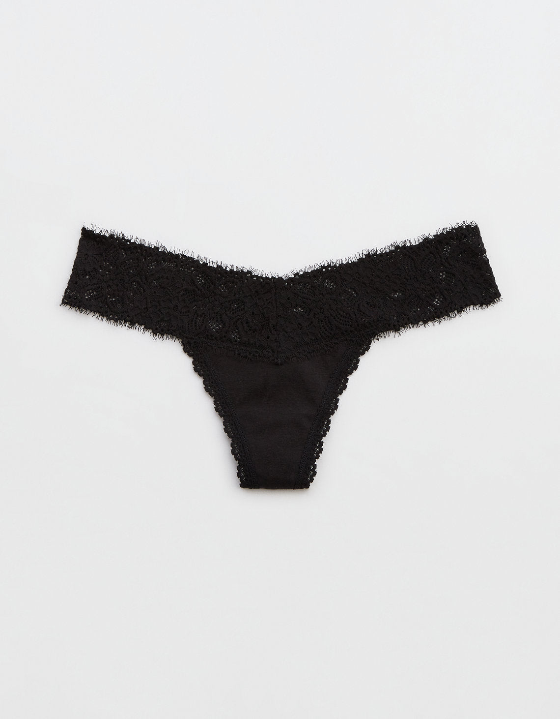 Tanga Aerie en algodón con encaje deshilado - Negro 5442_6908_073_f