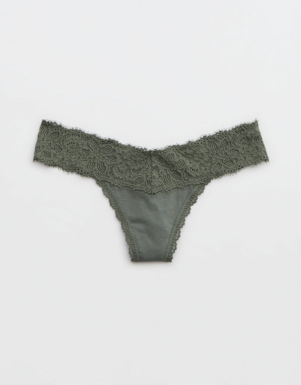 Tanga Aerie en algodón con encaje deshilado - Generico