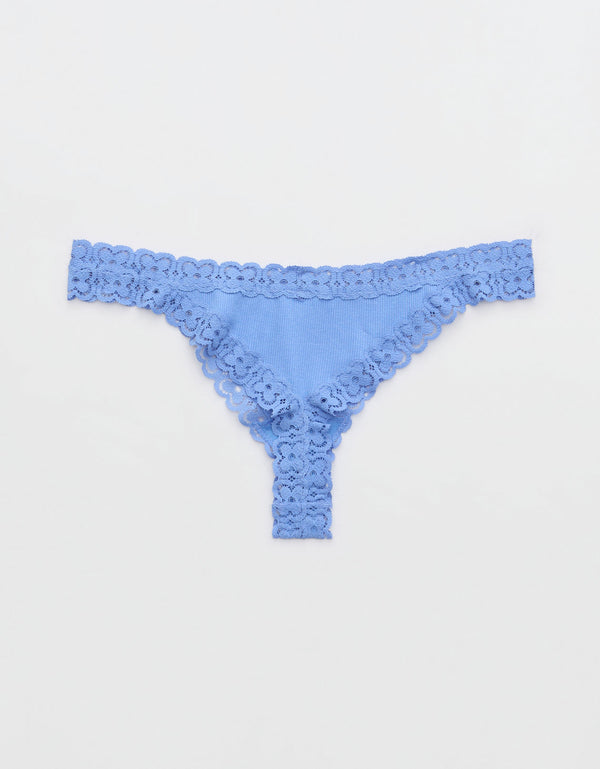 Undie Aerie en algodón con detalles en encaje - Azul