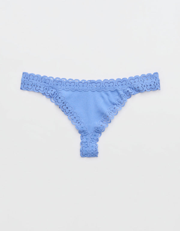 Undie Aerie en algodón con detalles en encaje - Azul