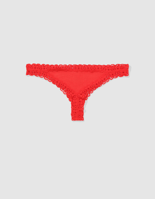 Undie Aerie en algodón con detalles en encaje - Rojo