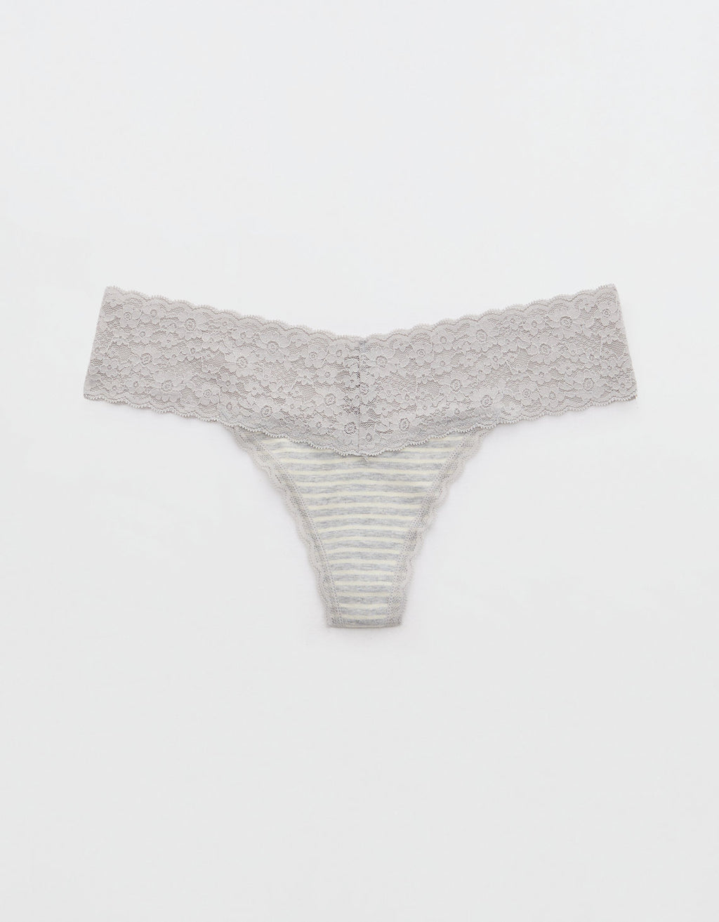 Tanga Aerie en algodón con detalles en encaje - Gris 5442_6992_012_f
