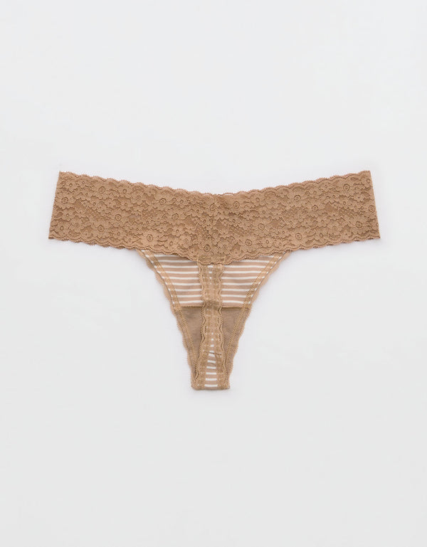Tanga Aerie en algodón con detalles en encaje - Generico