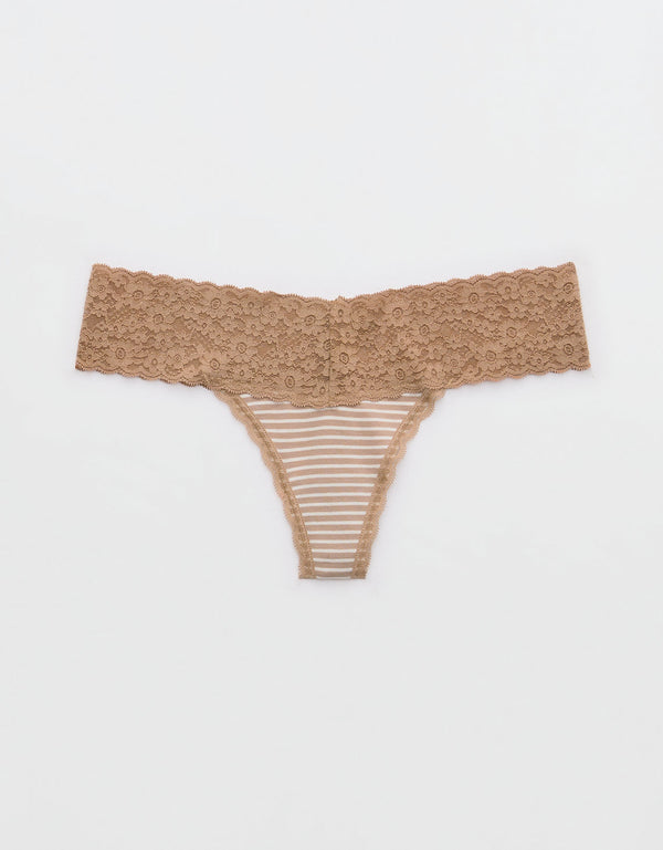 Tanga Aerie en algodón con detalles en encaje - Generico