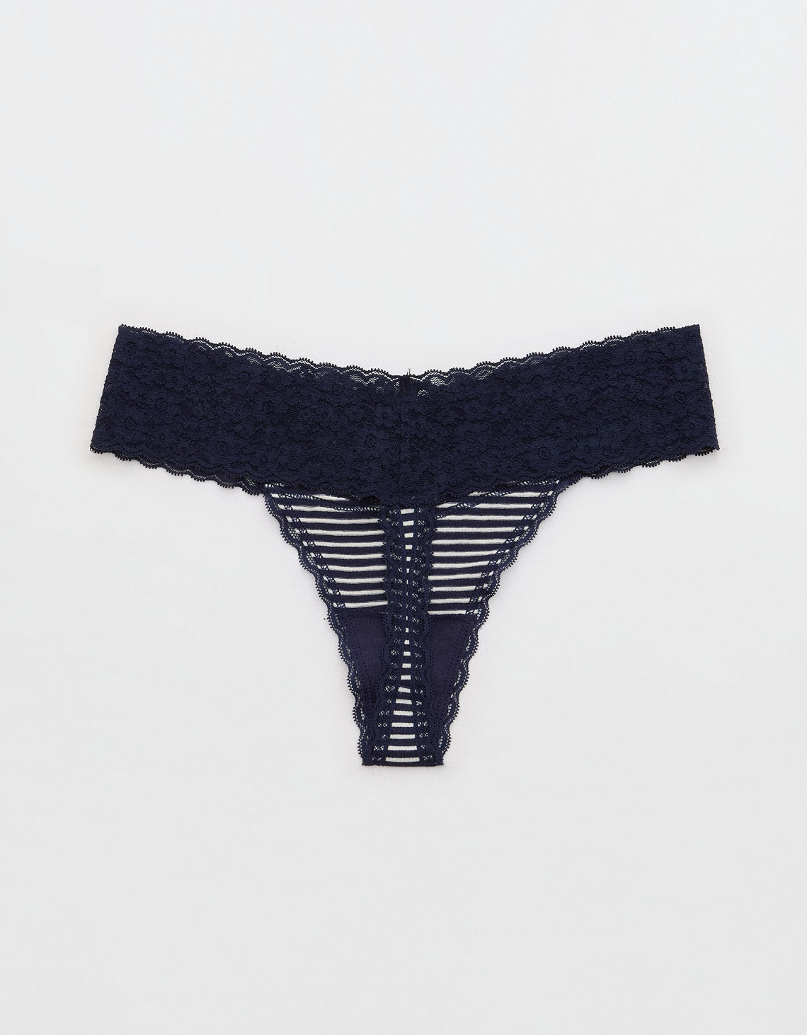 Tanga Aerie en algodón con detalles en encaje - Azul 5442_6992_410_b