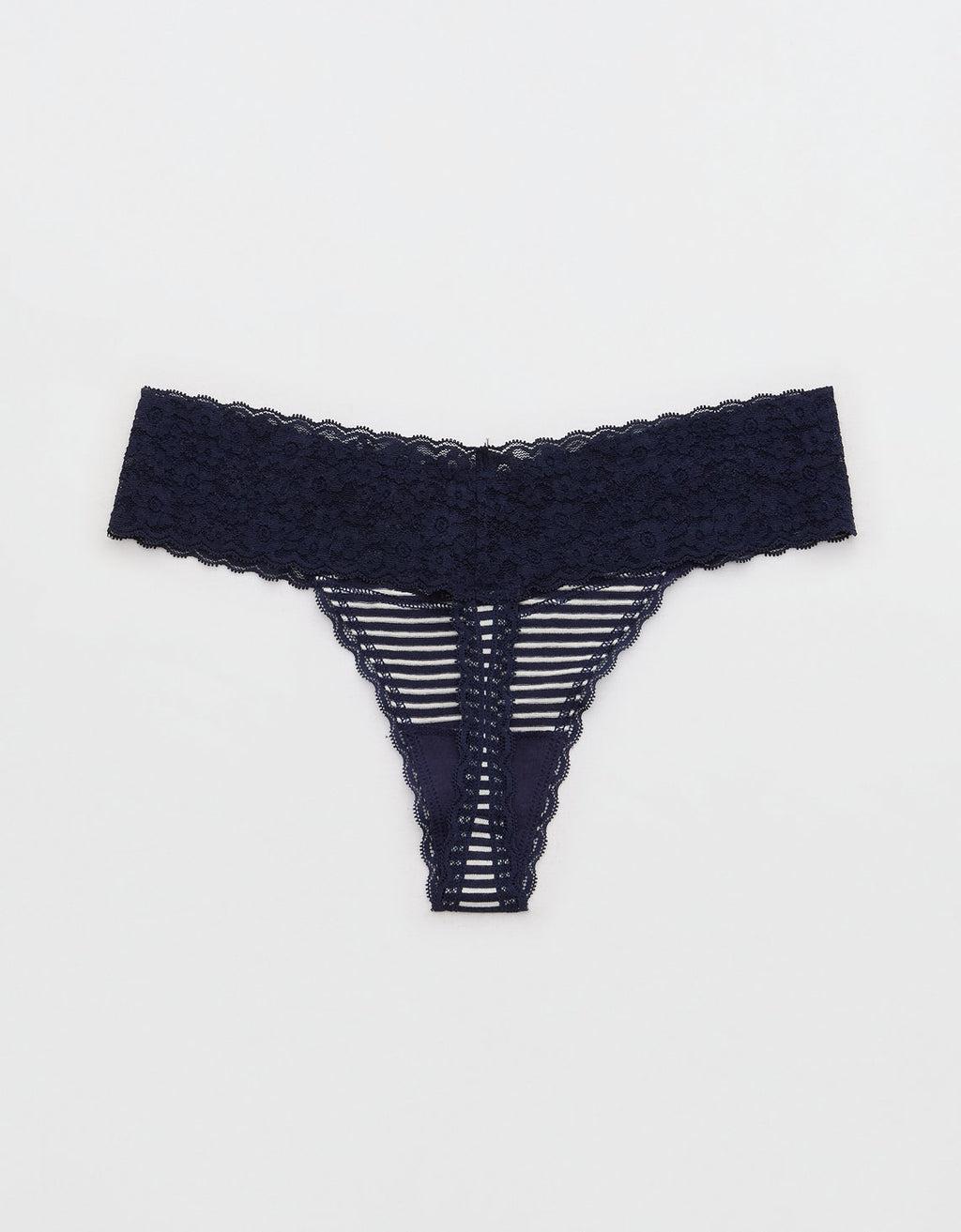 Tanga Aerie en algodón con detalles en encaje - Azul 5442_6992_410_b