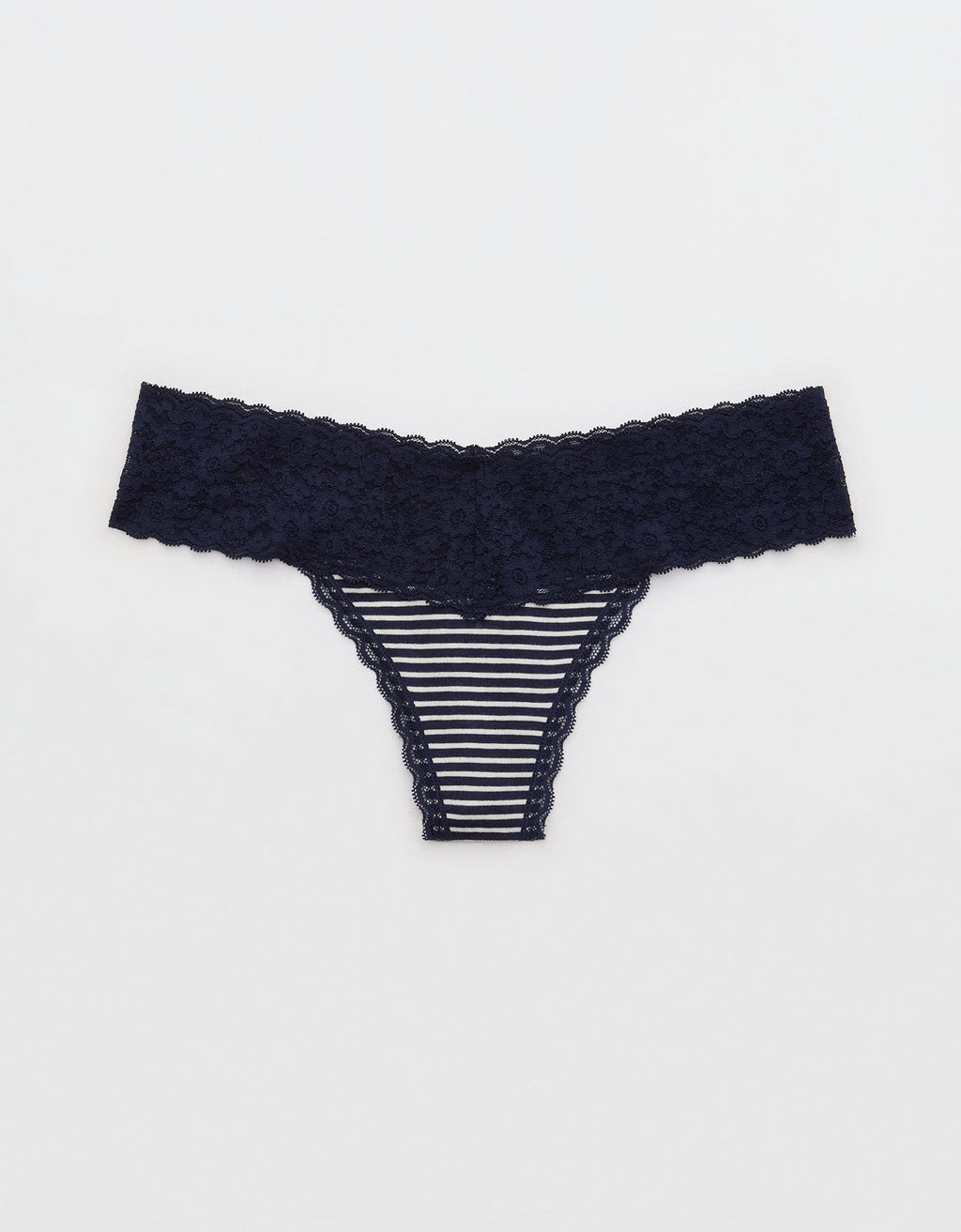 Tanga Aerie en algodón con detalles en encaje - Azul 5442_6992_410_f