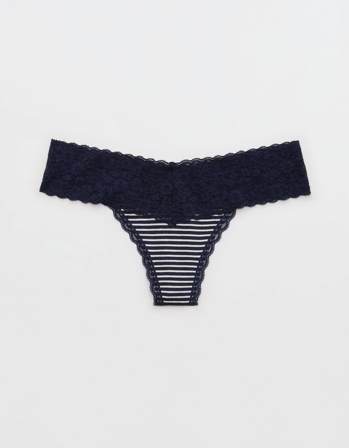 Tanga Aerie en algodón con detalles en encaje - Azul 5442_6992_410_f