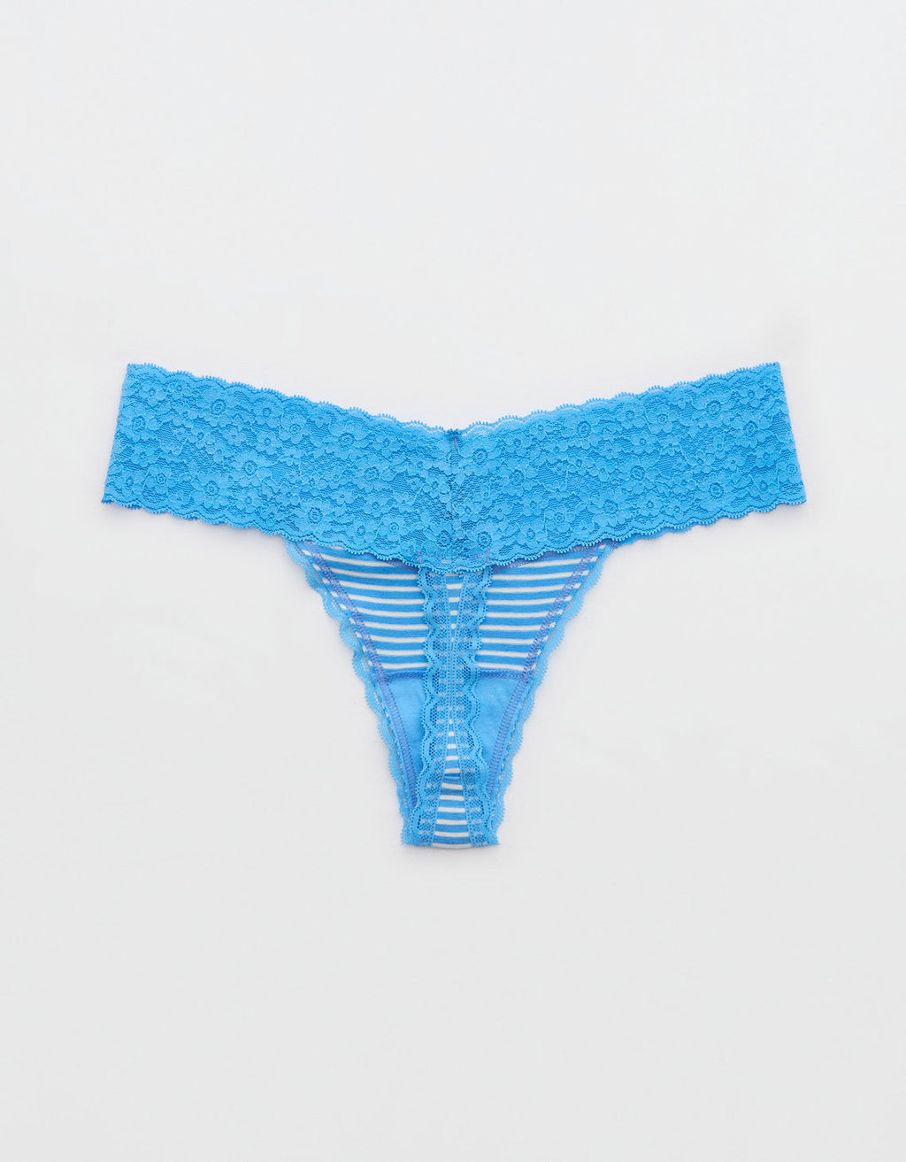 Tanga Aerie en algodón con detalles en encaje - Azul 5442_6992_519_b