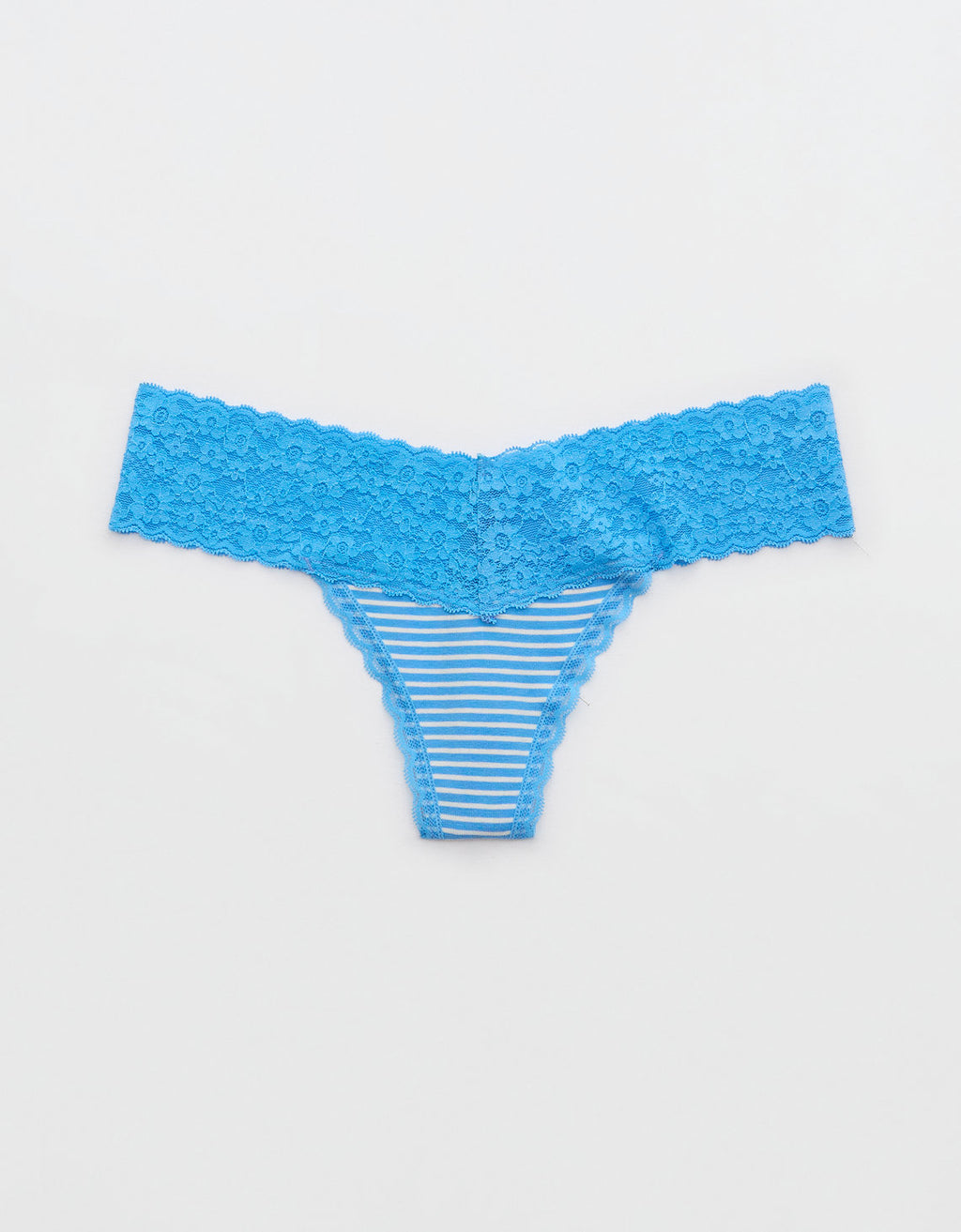 Tanga Aerie en algodón con detalles en encaje - Azul 5442_6992_519_f
