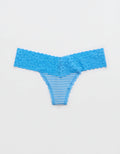 Tanga Aerie en algodón con detalles en encaje - Azul 5442_6992_519_f