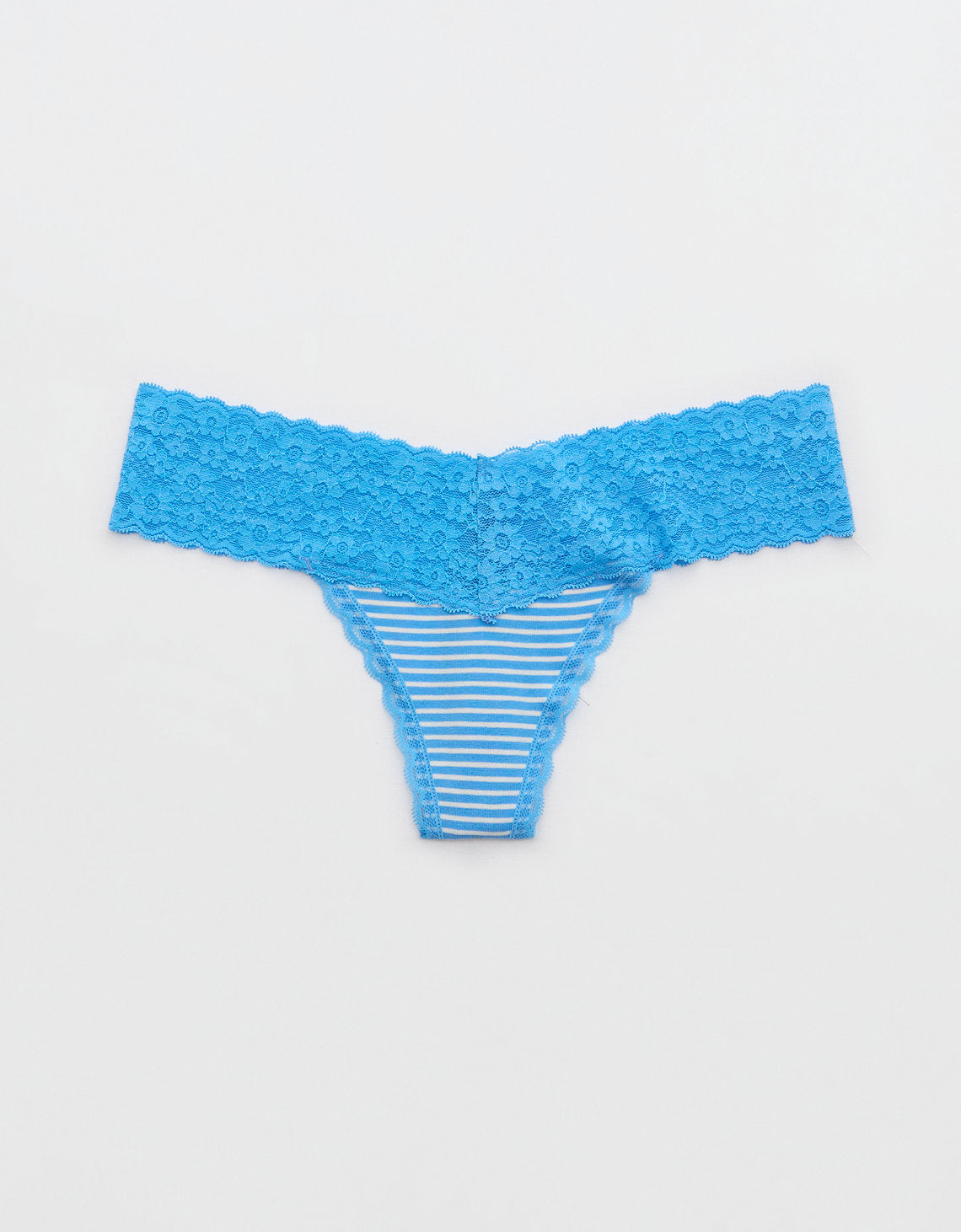 Tanga Aerie en algodón con detalles en encaje - Azul 5442_6992_519_f