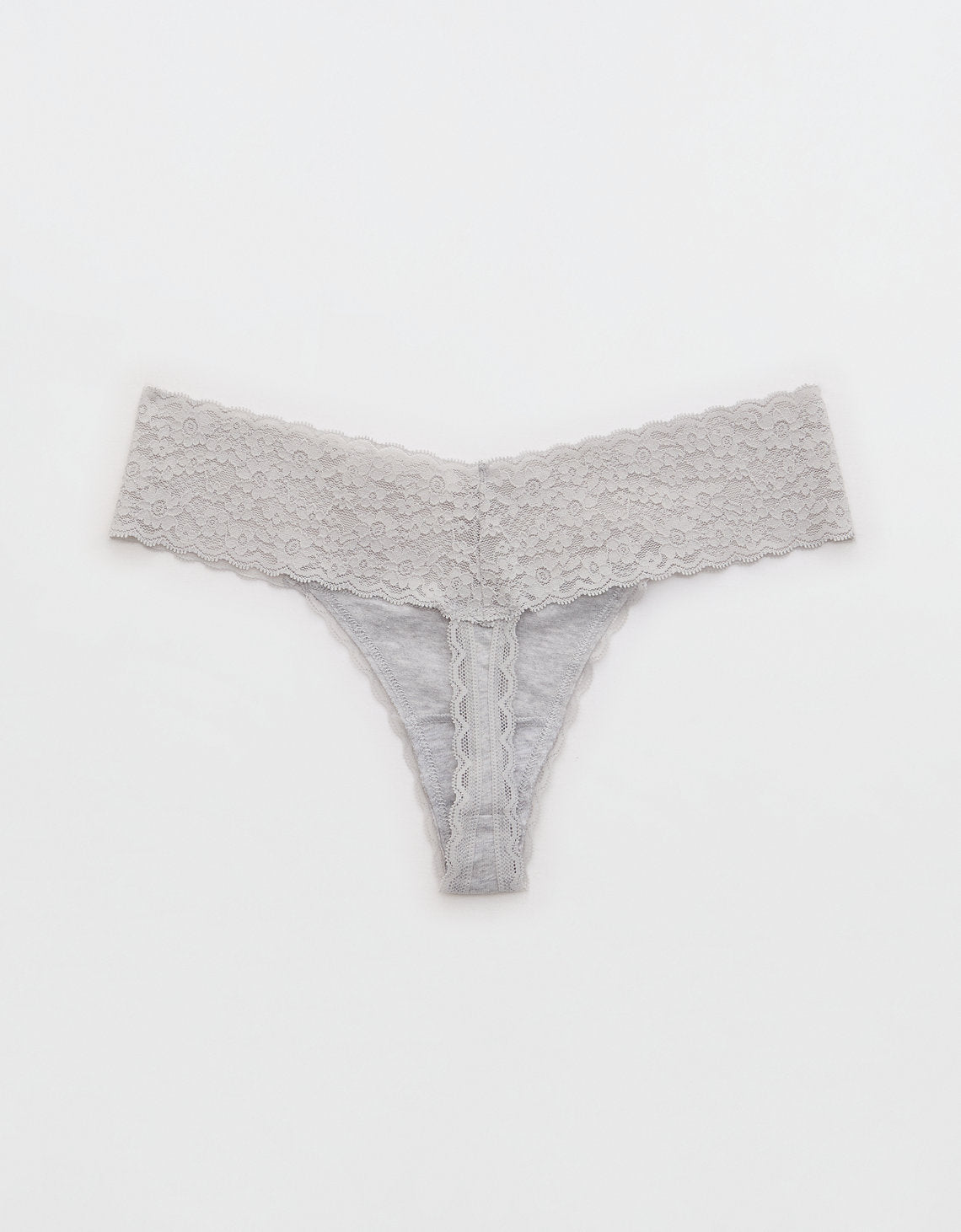 Thong Superchill de encaje en Algodón By Aerie - Gris 5442_6996_012_b