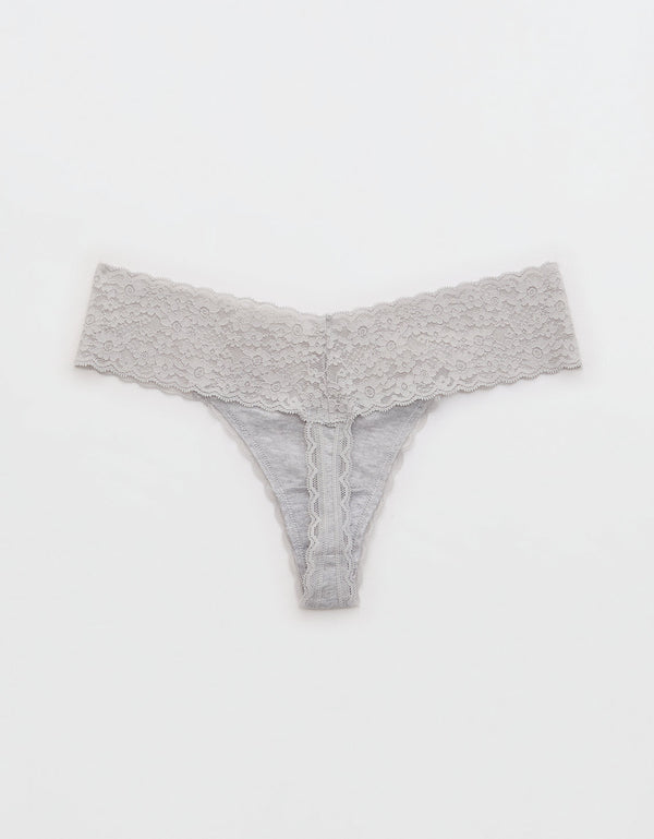 Thong Superchill de encaje en Algodón By Aerie - Gris