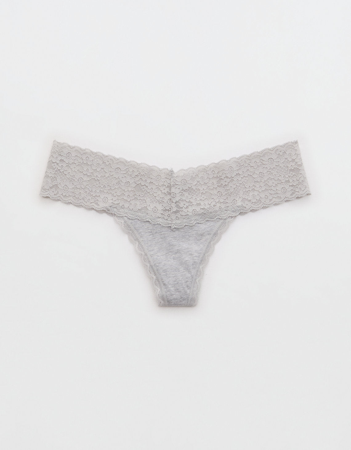 Thong Superchill de encaje en Algodón By Aerie - Gris 5442_6996_012_f