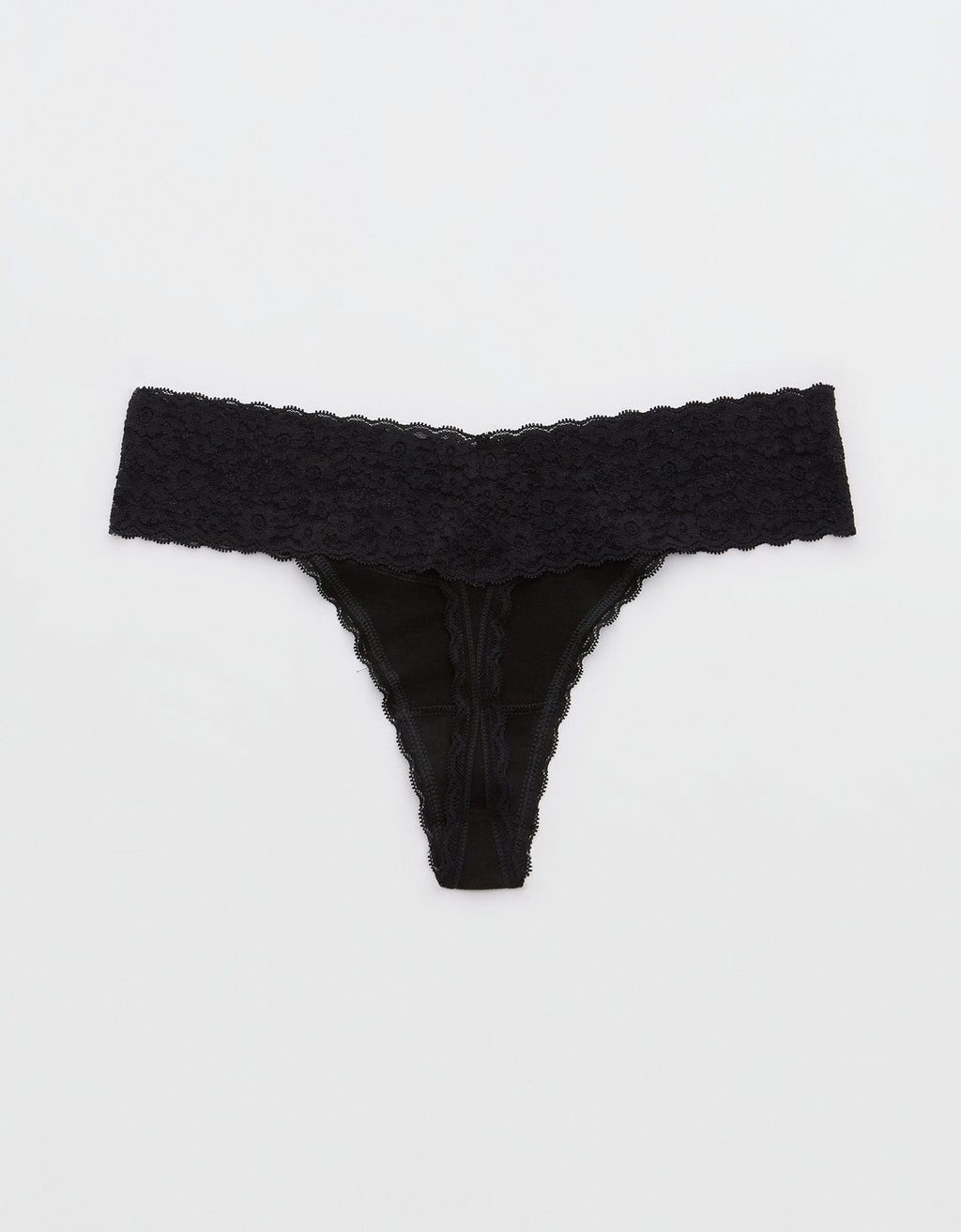 Thong Superchill de encaje en Algodón By Aerie - Negro 5442_6996_073_b