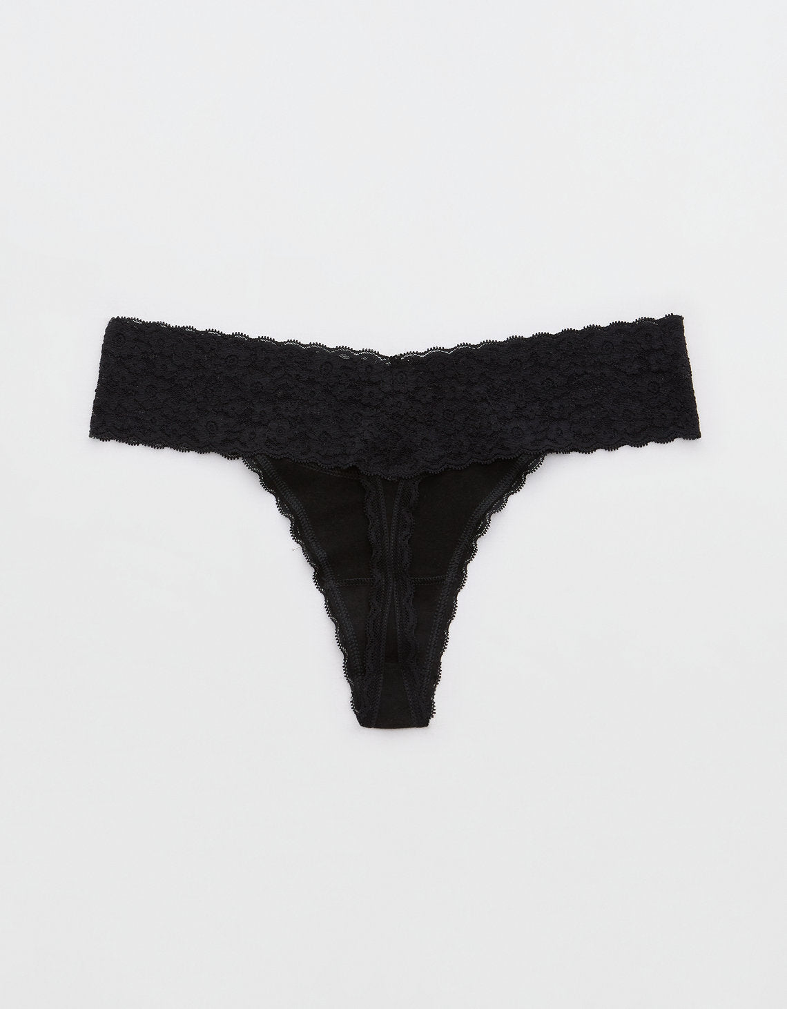 Thong Superchill de encaje en Algodón By Aerie - Negro 5442_6996_073_b