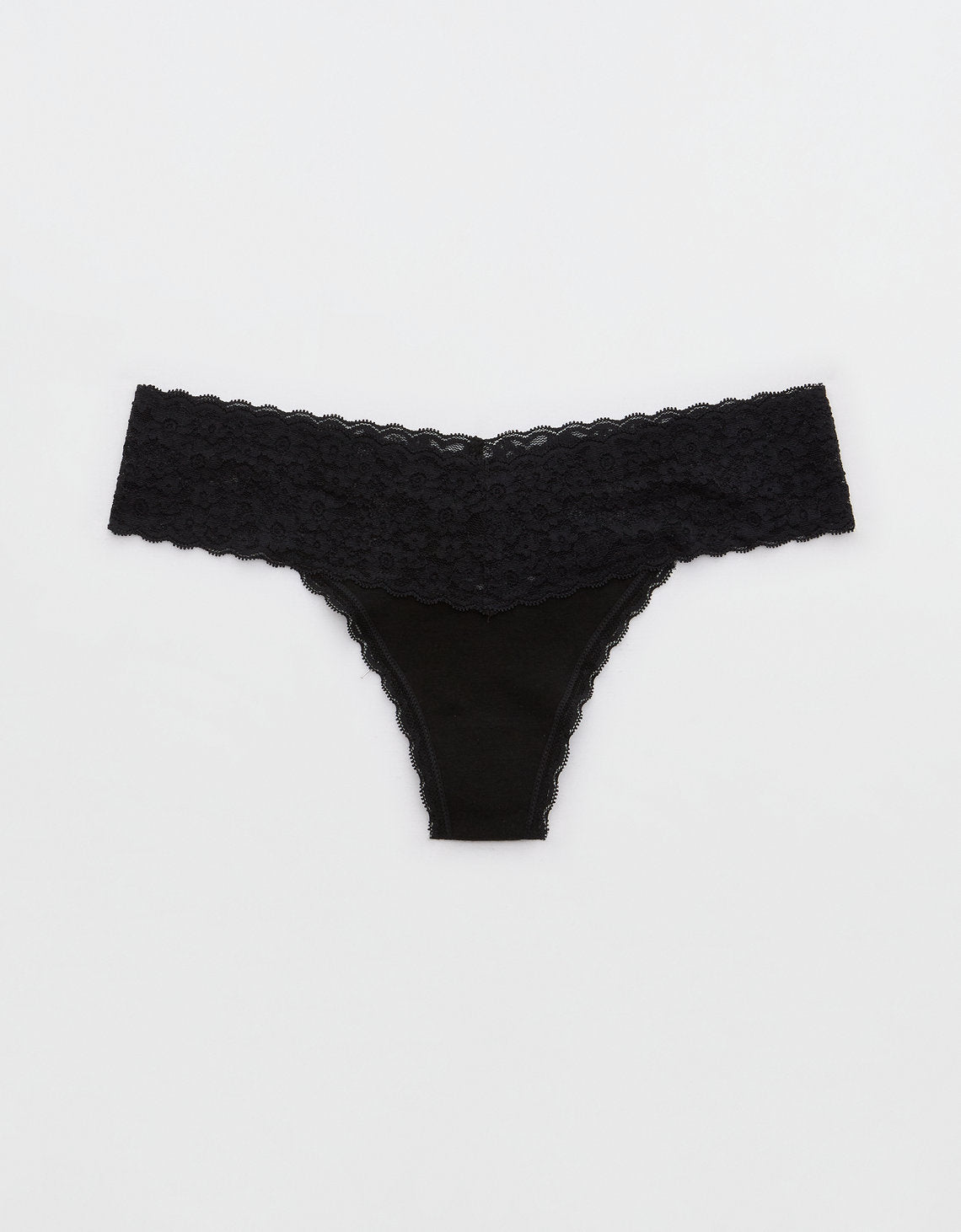 Thong Superchill de encaje en Algodón By Aerie - Negro 5442_6996_073_f