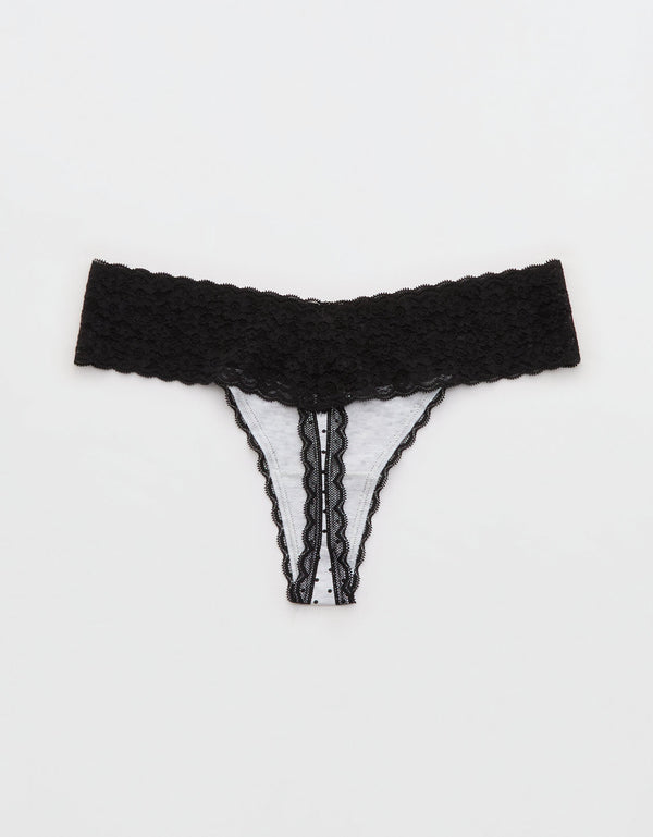 Thong Superchill de encaje de Algodón By Aerie - Gris