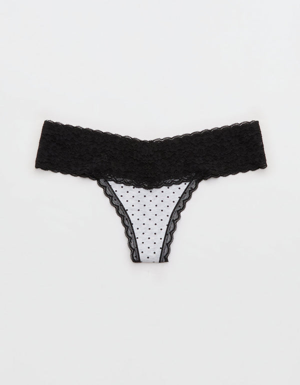 Thong Superchill de encaje de Algodón By Aerie - Gris