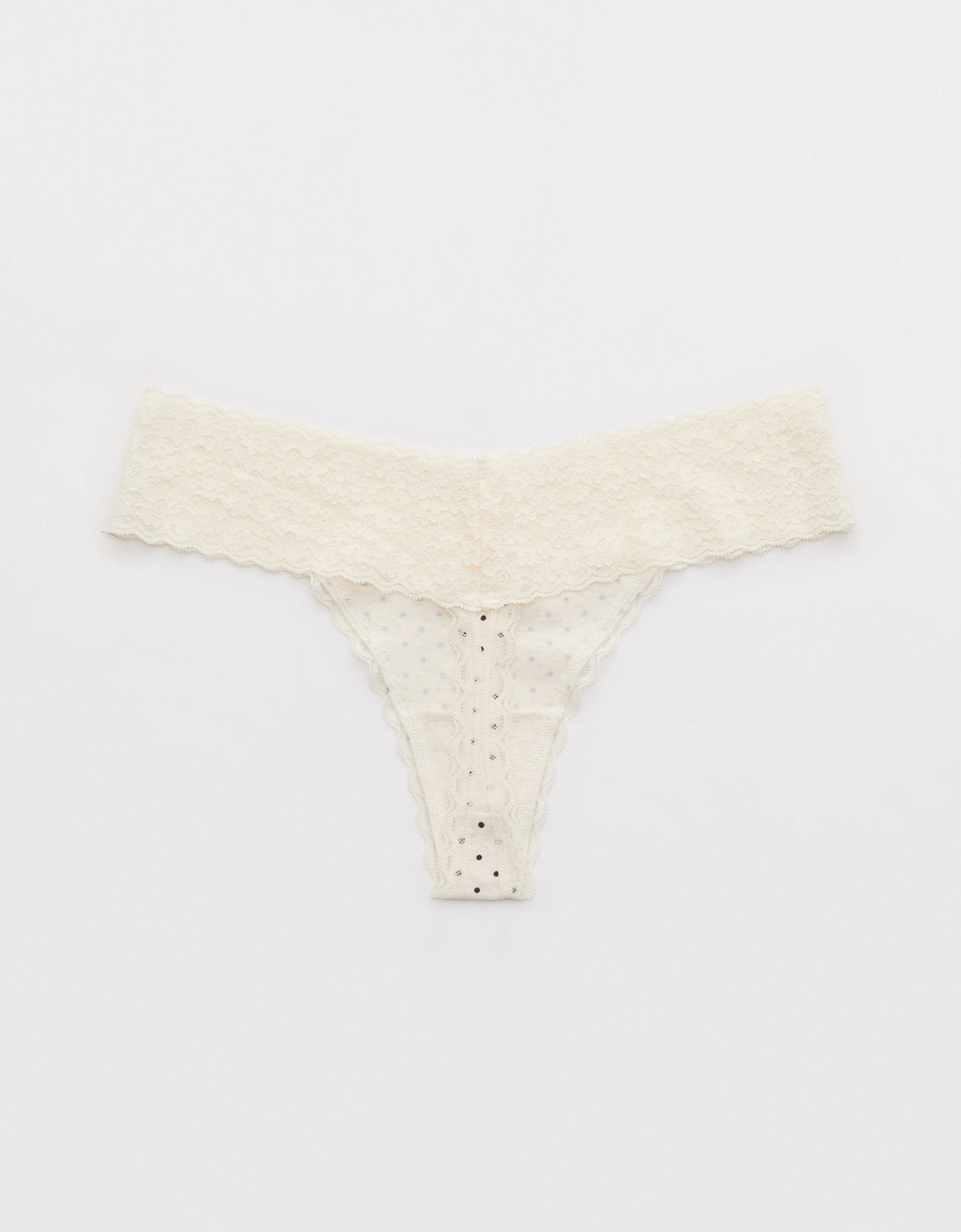Thong Superchill de encaje de Algodón By Aerie - Blanco 5442_7095_062_b