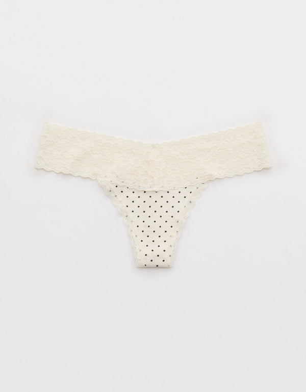 Thong Superchill de encaje de Algodón By Aerie - Blanco