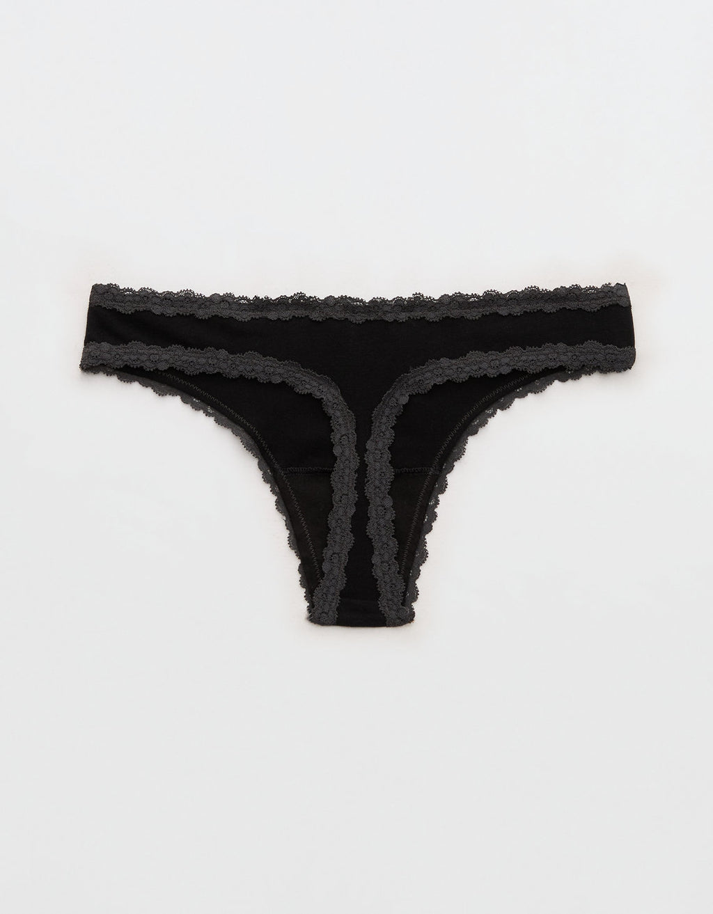 Ropa interior tanga de algodón superchill con encaje - Negro 5442_8637_073_b