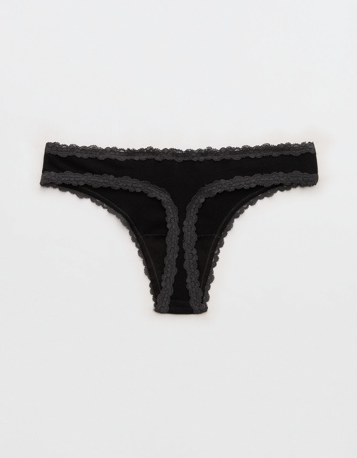Ropa interior tanga de algodón superchill con encaje - Negro 5442_8637_073_b