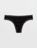 Ropa interior tanga de algodón superchill con encaje - Negro 5442_8637_073_f