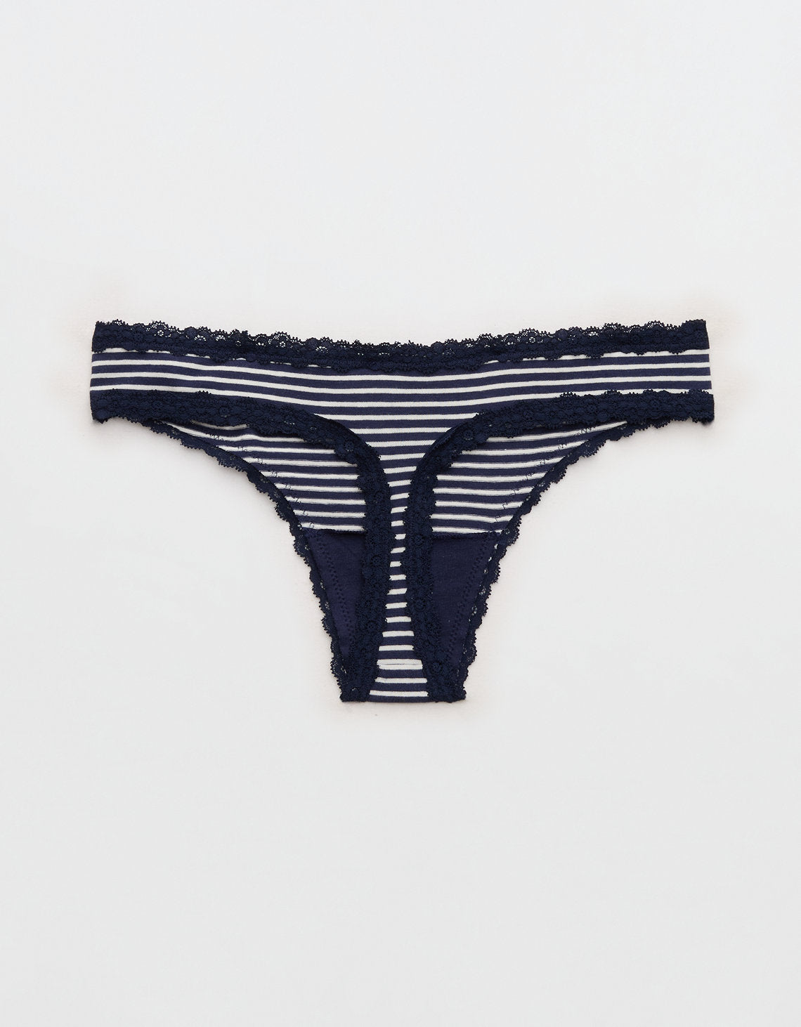 Ropa interior tanga de algodón superchill con encaje - Azul 5442_8690_410_b
